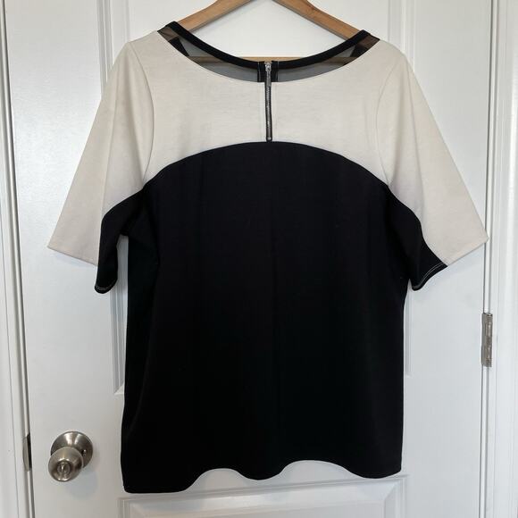 Lane Bryant Short Sleeve Top Blouse White Black Office Career Business Sz 18/20 - Picture 3 of 8